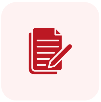 Ícone de documento com caneta, representando artigos, textos informativos e conteúdos jurídicos.